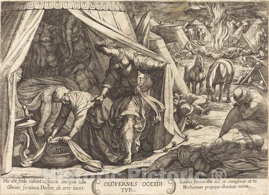 Art Print : Antonio Tempesta, Judith and Holofernes, 1613 - Vintage Wall Art