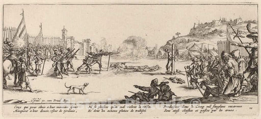 Art Print : Van Schagen After Jacques Callot, The Firing Squad - Vintage Wall Art