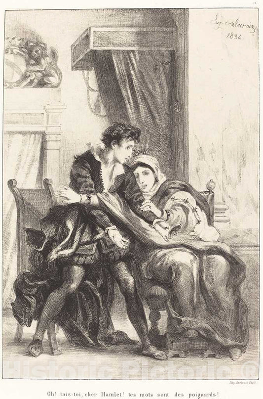 Art Print : EugÃ¨ne Delacroix, Hamlet and The Queen (Act III, Scene IV), 1834 - Vintage Wall Art