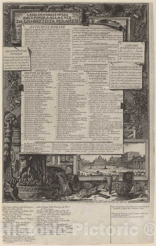 Art Print : Giovanni Battista Piranesi, Catalogo Delle Opere - Vintage Wall Art