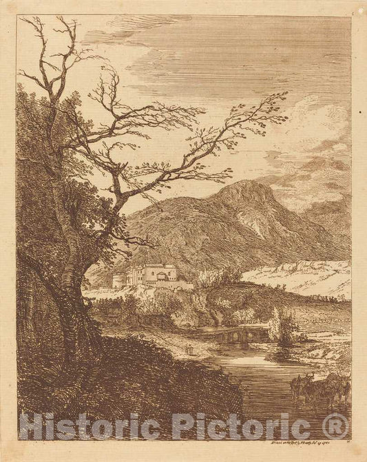 Art Print : Sandby, Capriccio with Edinburgh Castle and Arthur's Seat, 1750 - Vintage Wall Art