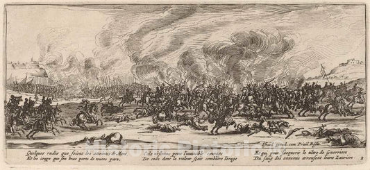Art Print : Van Schagen After Jacques Callot, The Battle - Vintage Wall Art