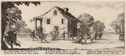 Art Print : Van Schagen After Jacques Callot, Scene of Pillage - Vintage Wall Art