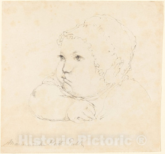 Art Print : Flaxman, Head of a Child in a Cap - Vintage Wall Art
