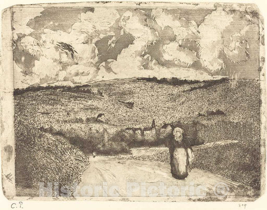 Art Print : Camille Pissarro, Woman on The Road (La Femme sur la Route), 1879 - Vintage Wall Art