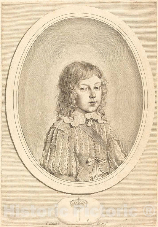 Art Print : Claude Mellan, Louis XIV as a Boy - Vintage Wall Art