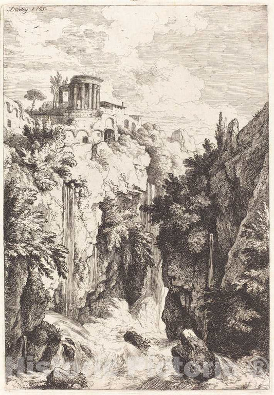 Art Print : Christian Wilhelm Ernst Dietrich, Temple of The Sibyl, Tivoli, 1745 - Vintage Wall Art