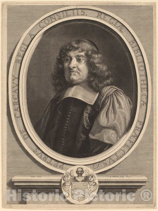 Art Print : Edelinck After Louis Testelin, Pierre de Carcavy, 1675 - Vintage Wall Art