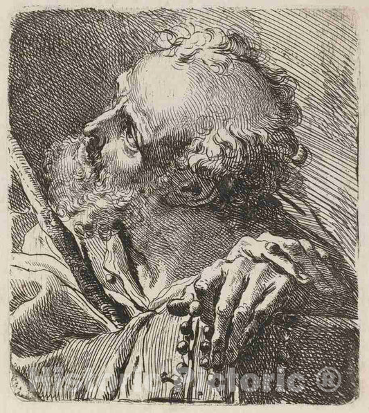 Art Print : Gaetano Gandolfi, Bust of a Saint - Vintage Wall Art