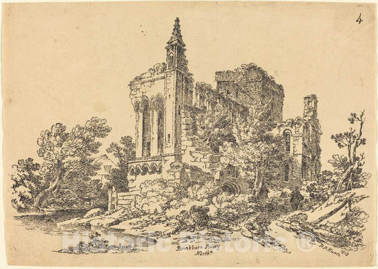 Art Print : Sandby Munn, Brinkman Priory, 1812 - Vintage Wall Art
