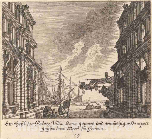 Art Print : KÃ¼sel After Johann Wilhelm Baur, Palazzo Villamena, Genoa, 1681 - Vintage Wall Art