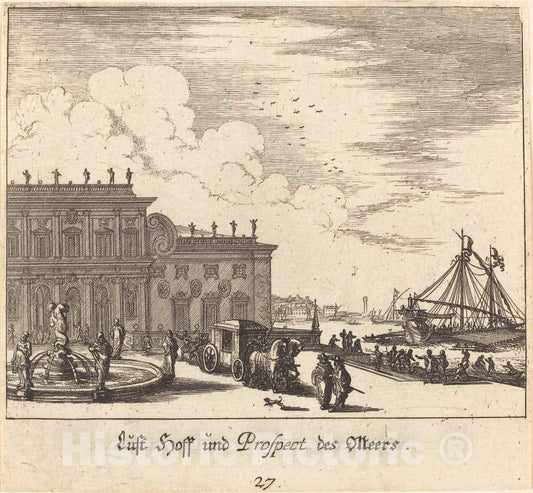 Art Print : KÃ¼sel After Johann Wilhelm Baur, View of Meers, 1681 - Vintage Wall Art