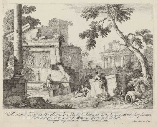 Art Print : Marco Ricci, Landscape with Ruins - Vintage Wall Art