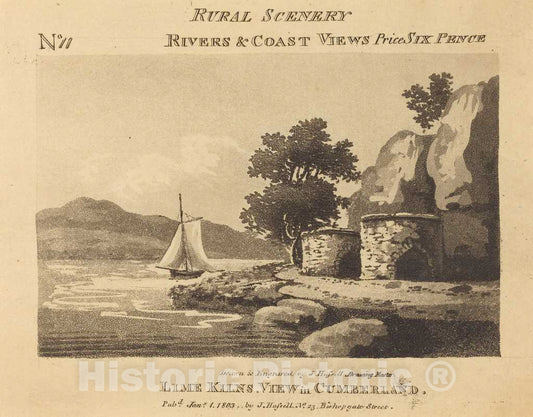 Art Print : John Hassell, Lime Kilns, View in Cumberland, 1803 - Vintage Wall Art