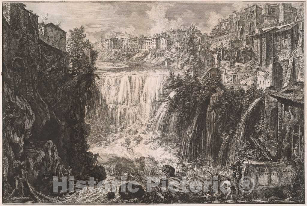 Art Print : Giovanni Battista Piranesi, Veduta Della Cascata di Tivoli, 1766 - Vintage Wall Art