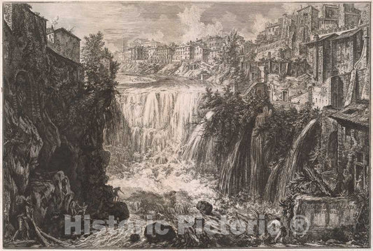 Art Print : Giovanni Battista Piranesi, Veduta Della Cascata di Tivoli, 1766 - Vintage Wall Art