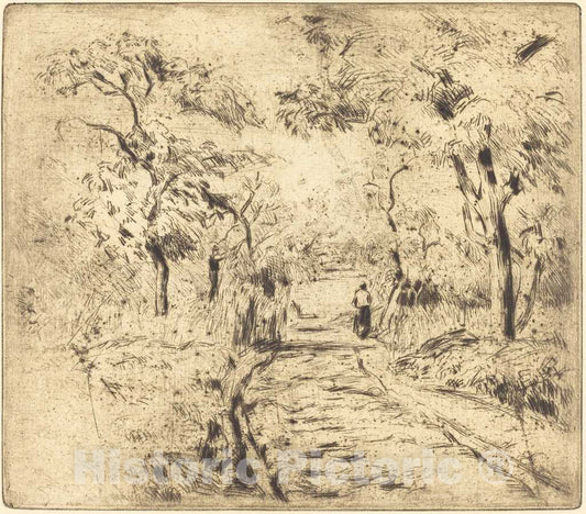 Art Print : Camille Pissarro, in The Fields at Ennery (Dans les Champs, a Ennery), 1875 - Vintage Wall Art