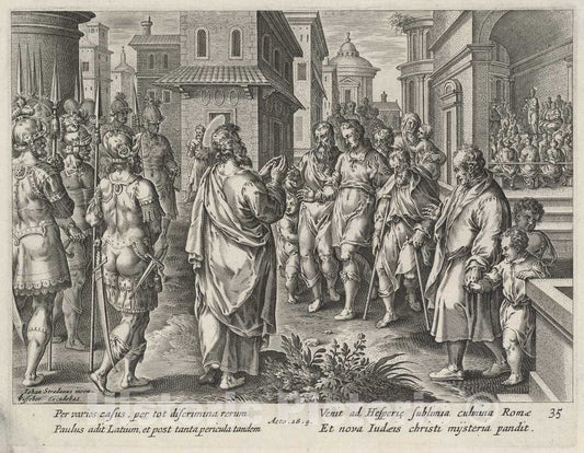 Art Print : Galle After Jan Van der Straet, Saint Paul Preaching in Rome - Vintage Wall Art