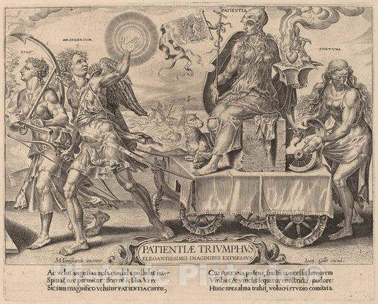 Art Print : Coornhert After Heemskerck, The Triumph of Patience, 1559 - Vintage Wall Art