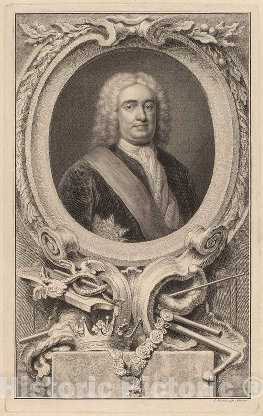 Art Print : Houbraken After Arthur Pond, Robert Walpole, 1st Earl of Orford, 1746 - Vintage Wall Art