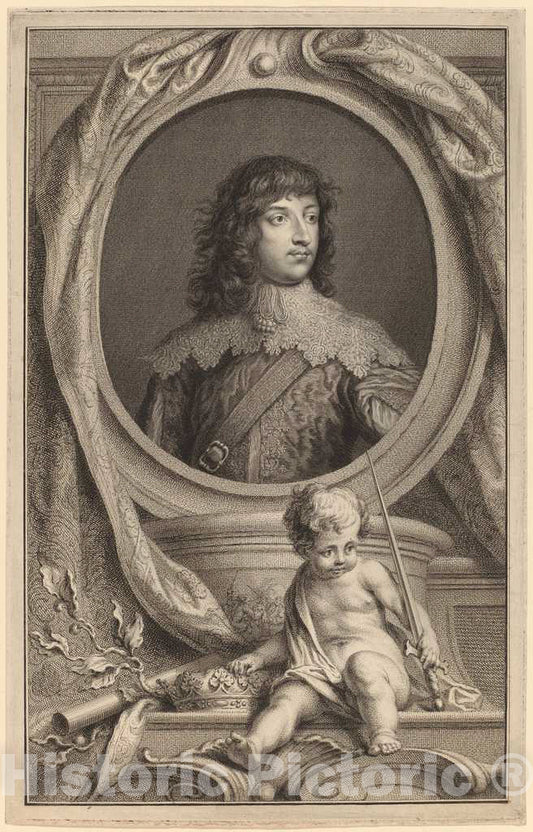 Art Print : Houbraken After Van Dyck, William Russell, 1st Duke of Bedford - Vintage Wall Art