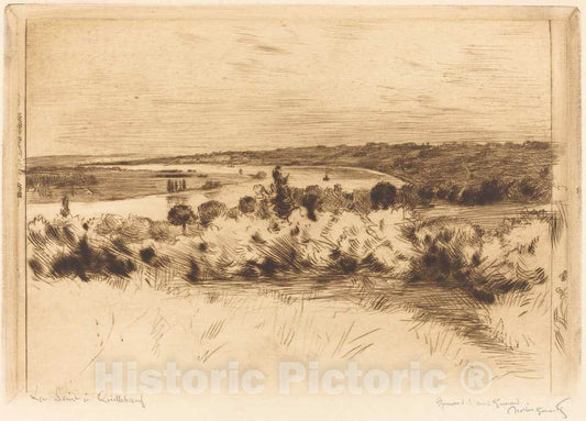 Art Print : Norbert Goeneutte, The Seine at Quilleboeuf (La Seine a Quilleboeuf), 1890 - Vintage Wall Art