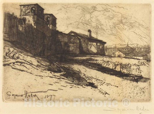 Art Print : Francis Seymour Haden, Grim Spain, 1877 - Vintage Wall Art