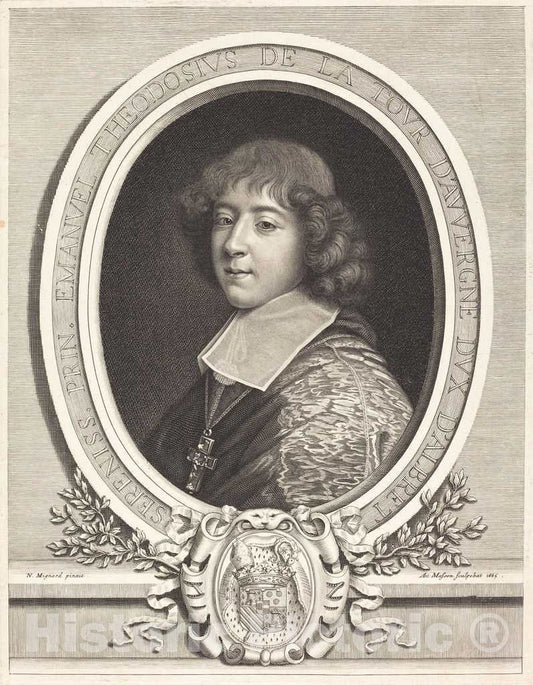 Art Print : Masson After Mignard, Cardinal de Bouillon, 1665 - Vintage Wall Art