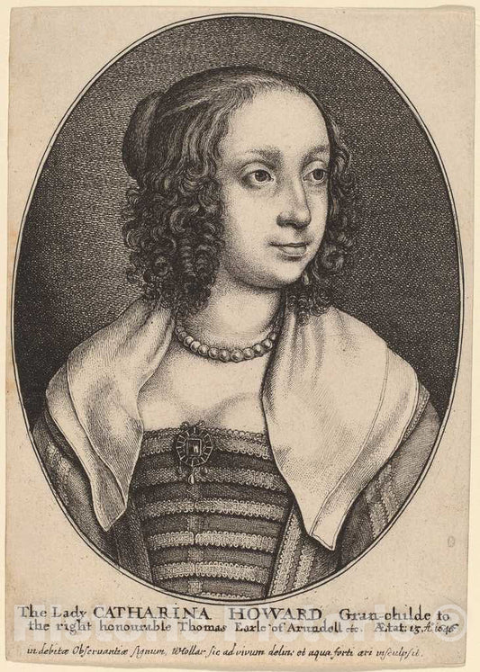 Art Print : Wenceslaus Hollar, Lady Catherine Howard - Vintage Wall Art