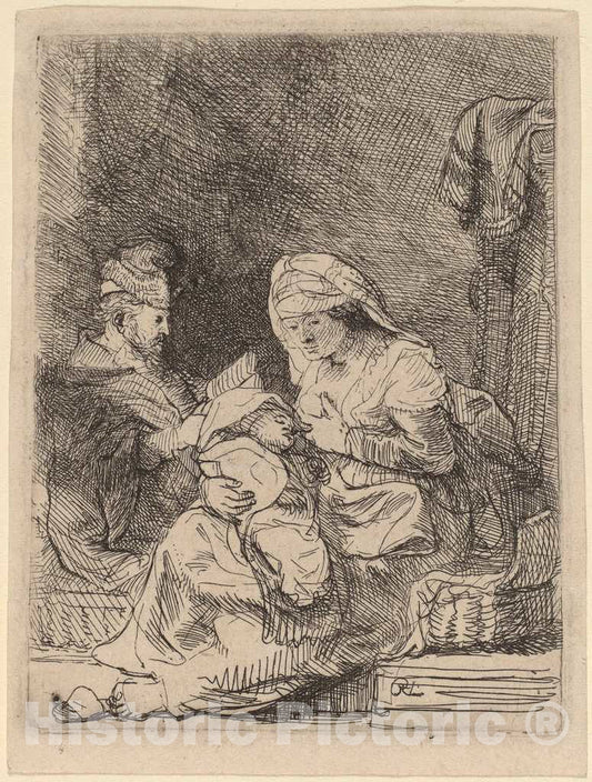 Art Print : Rembrandt, The Holy Family, c. 1632 - Vintage Wall Art