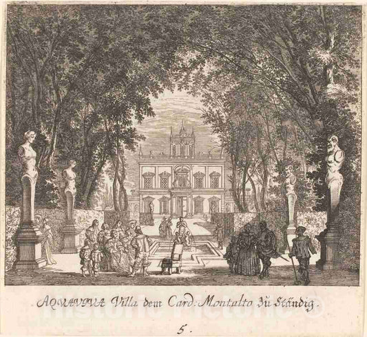 Art Print : KÃ¼sel After Johann Wilhelm Baur, Villa Aquaviva, 1681 - Vintage Wall Art