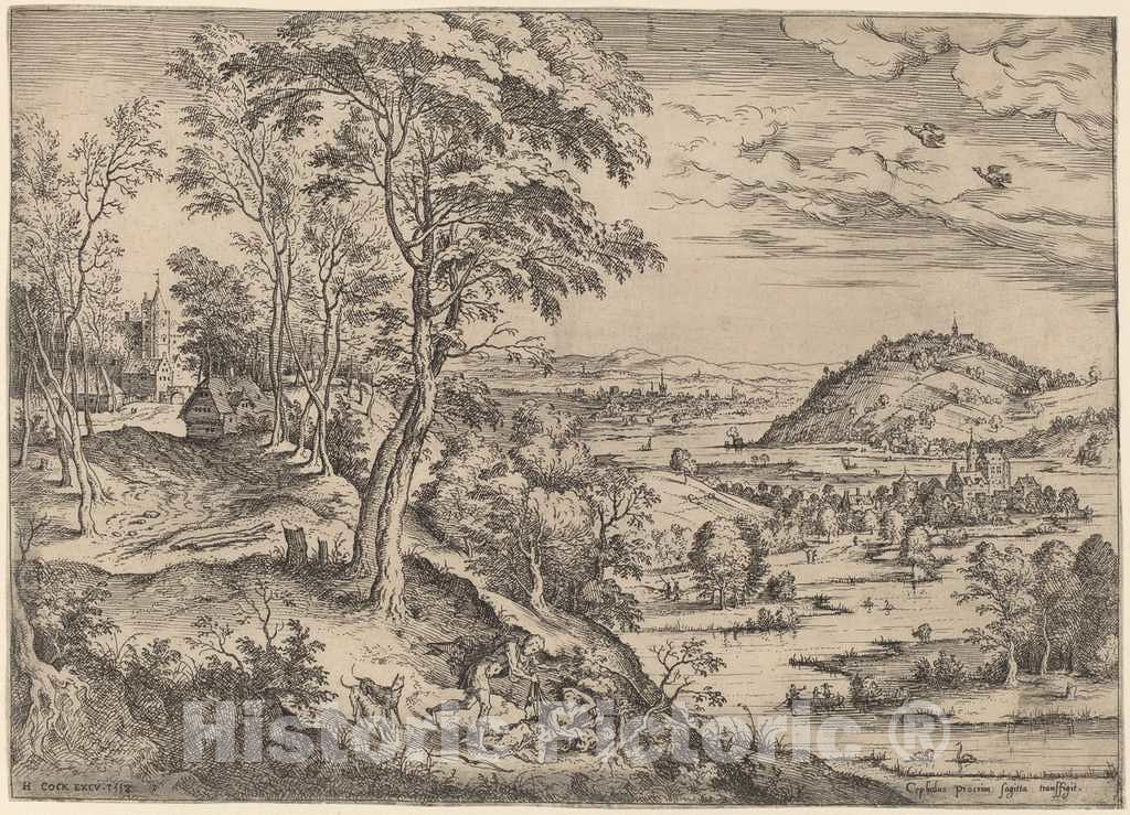 Art Print : Hieronymus Cock, Cephalus and Procris, 1558 - Vintage Wall Art