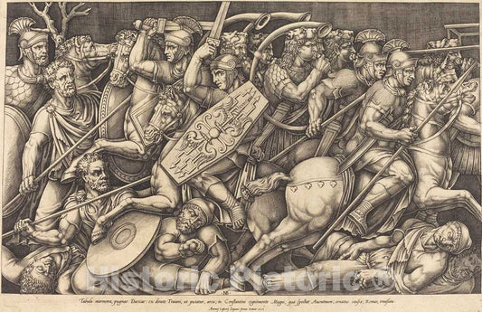 Art Print : Nicolaus Beatrizet, Les Soldats Romains Combattent Contre Les Daces, 1553 - Vintage Wall Art
