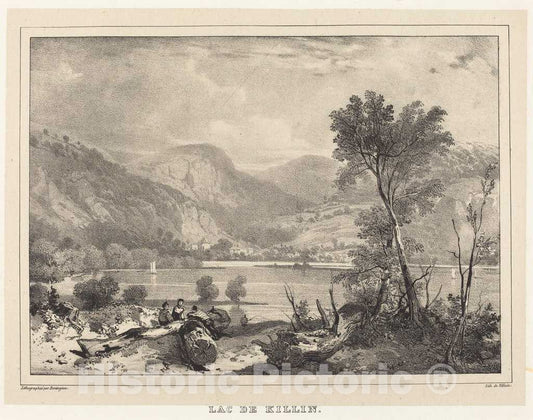 Art Print : Bonington After Alexandre Pernot, Lac de Killin, 1826 - Vintage Wall Art
