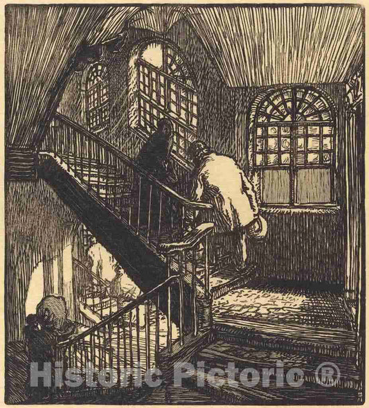 Art Print : Auguste LepÃ¨re, Escalier de la Maison ou etait le Chateau Rouge, 1901 - Vintage Wall Art
