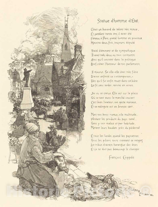 Art Print : Auguste LepÃ¨re, Statue d'homme d'etat, 1886 - Vintage Wall Art