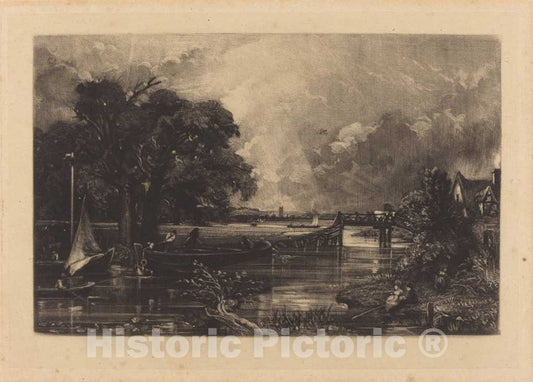 Art Print : Lucas After Constable, River Stour, in or After 1830 - Vintage Wall Art