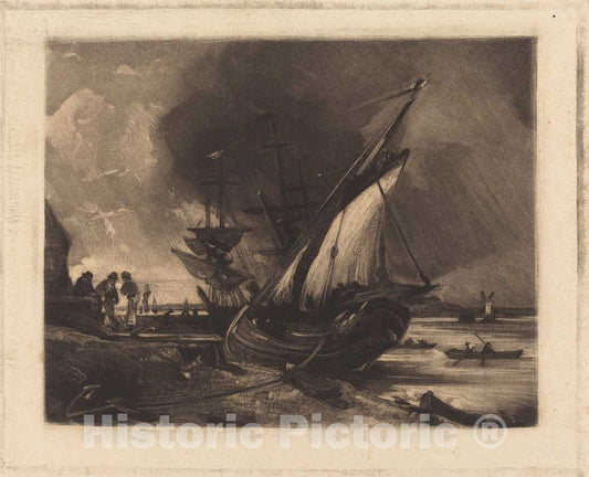 Art Print : Lucas After Constable, View on The Orwell, in or After 1830 - Vintage Wall Art