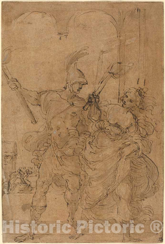 Art Print : Lodovico Carracci, Alexander and ThaÃ¯s Setting Fire to Persepolis, c. 1592 - Vintage Wall Art