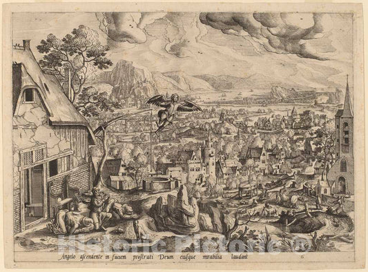 Art Print : Jode After Hans BOL, The Angel Leaves Tobias and His Family - Vintage Wall Art