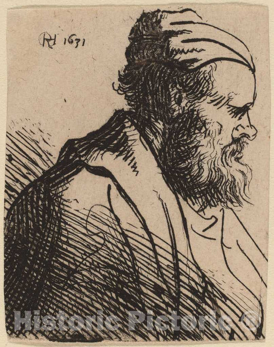 Art Print : Rembrandt, Snub-Nosed Man in a Cap, in or Before 1630 - Vintage Wall Art