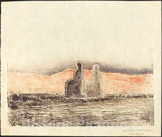 Art Print : Roche, Colosses de Memnon (Thebes), 1911 - Vintage Wall Art