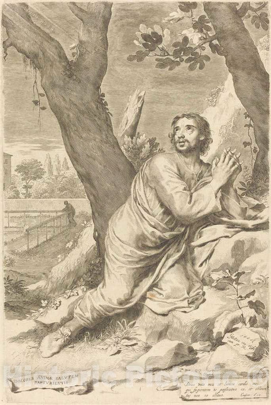 Art Print : Claude Mellan, Saint Augustine, 1660 - Vintage Wall Art