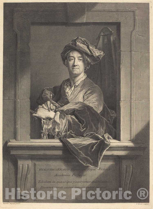 Art Print : Drevet After Hyacinthe Rigaud, Hyacinthe Rigaud, 1714 - Vintage Wall Art