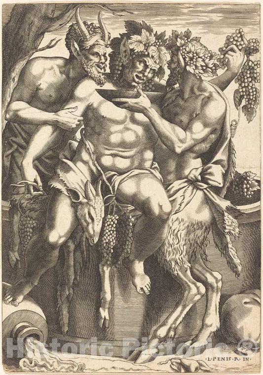 Art Print : Boyvin After Luca Penni, Silenus - Vintage Wall Art