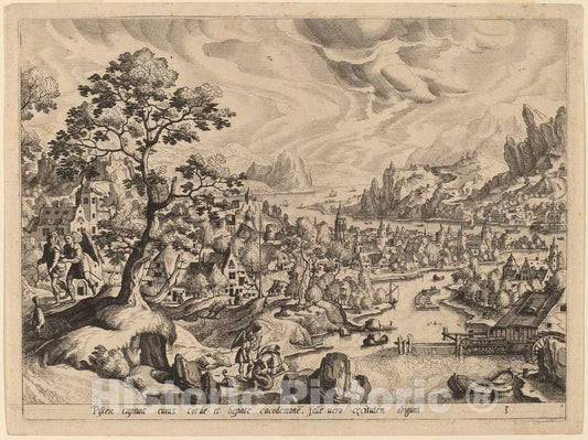 Art Print : Jode After Hans BOL, Tobias and The Angel Disembowling The Fish - Vintage Wall Art