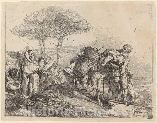 Art Print : Giovanni Domenico Tiepolo, The Madonna and Child at Left, with a File of Angels, 1753 - Vintage Wall Art
