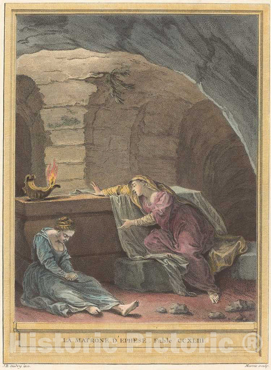 Art Print : Martin Marvie After Oudry, La matrone d'Ephese (The Matron of Ephese), 1759 - Vintage Wall Art