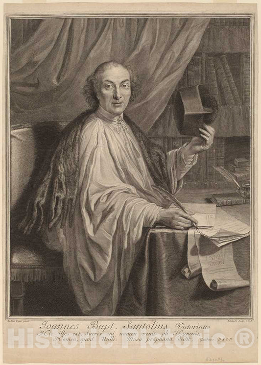 Art Print : Edelinck After Chevalier Dumee, Jean-Baptiste Santeuil - Vintage Wall Art