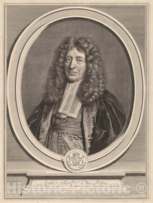 Art Print : Edelinck After Hyacinthe Rigaud, Gedeon Berbier-Du Metz - Vintage Wall Art